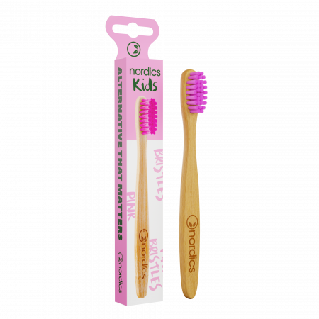 PRODUSE PENTRU COPII - Periuta de dinti pt. copii din bambus, ROZ, Nordics