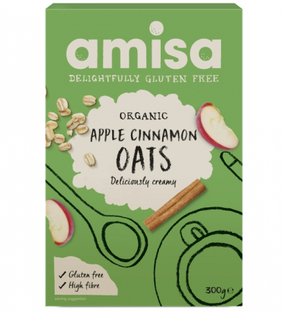 MIC DEJUN BOGAT IN NUTRIENTI - Porridge din ovaz cu mar si scortisoara fara gluten bio 300g Amisa