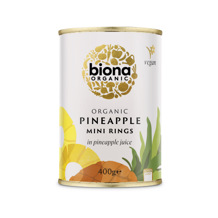 DULCIURI GUSTARI CREME - Rondele mini de ananas in suc de ananas eco 400g Biona