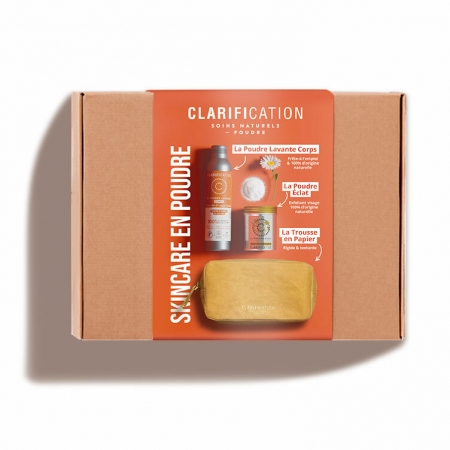 INGRIJIRE PERSONALA - Set cadou gel de dus si exfoliant pudra + geanta cosmetice, bio, Clarification