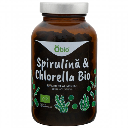 SUPLIMENTE - Spirulina & Chlorella, bio, 375 tablete (150g), Obio