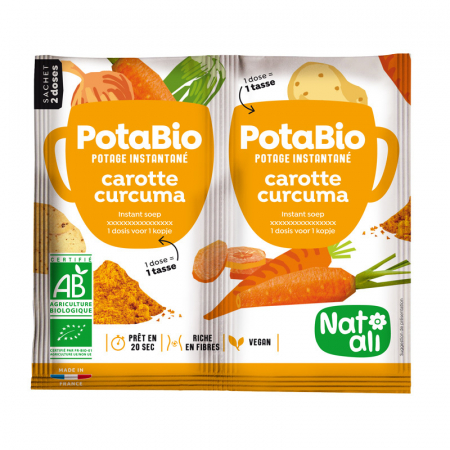 ALIMENTE - Supa instant cu morcovi, turmeric si legume, bio, 2x 8.5g, Nat-ali