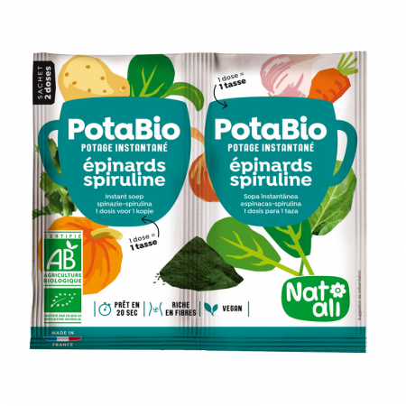 ALIMENTE - Supa instant cu spanac, spirulina si legume, bio, 2x 8.5g, Nat-ali