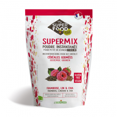MIC DEJUN BOGAT IN NUTRIENTI - Supermix pentru micul dejun cu zmeura, in si chia bio 350g Germline