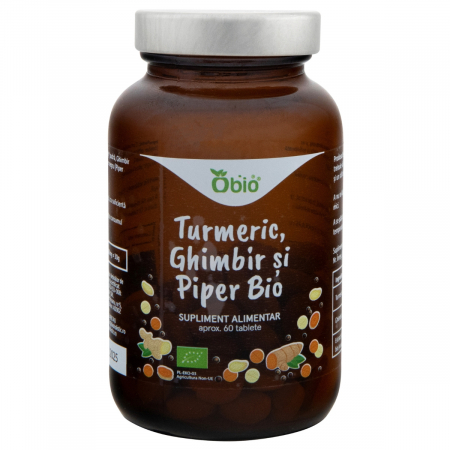 Obio - Turmeric, Ghimbir si Piper, bio, 60 tablete (30g), Obio