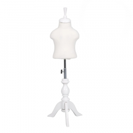 Manechini Copii - Manechin Croitorie Copil Bust Alb Picior Lemn Trepied Alb 2-4 Ani