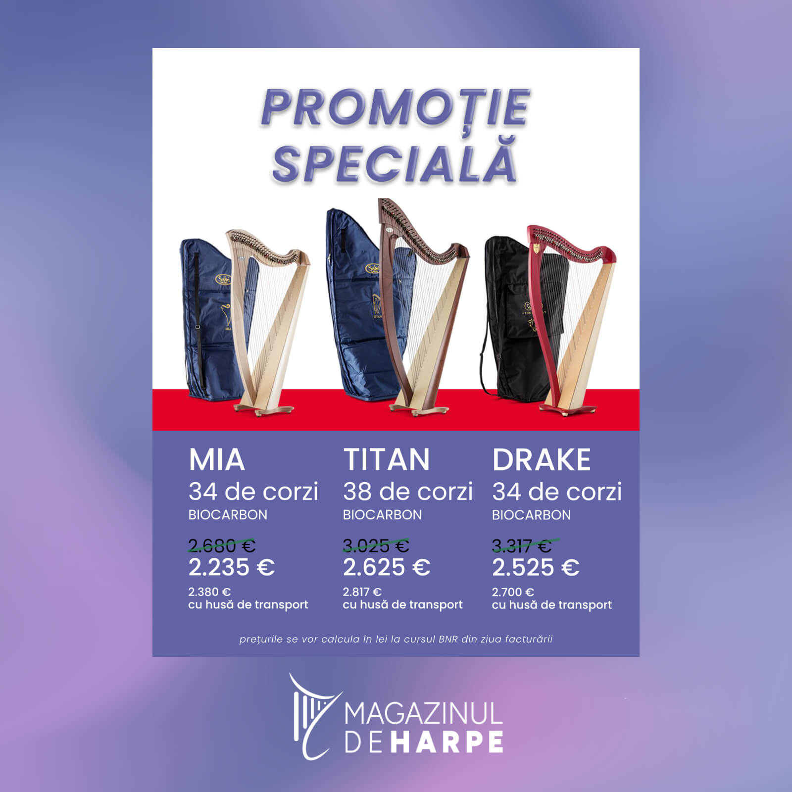 Promoție specială pentru harpele celtice Salvi și Lyon & Healy