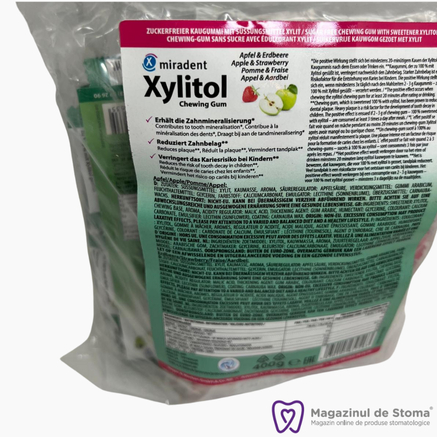 Gumă de mestecat Miradent cu xilitol pentru cabinet stomatologic - 200 plicuri măr și căpșună [2]