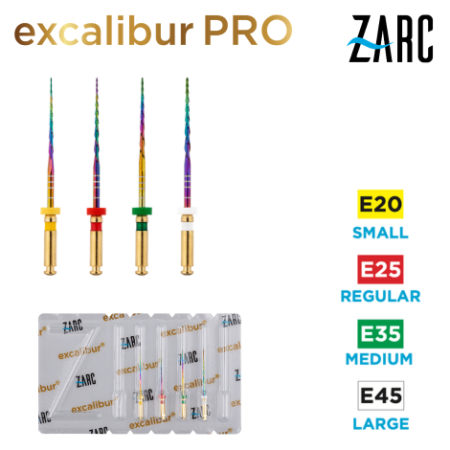 Endodonție - Excalibur PRO® - ace sterile 25 mm blister asortat E20-E45 (4 buc.)
