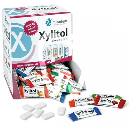 Prevenție & Terapie parodontală - Gumă de mestecat Miradent cu xilitol pentru cabinetul stomatologic - 200 plicuri mix de arome