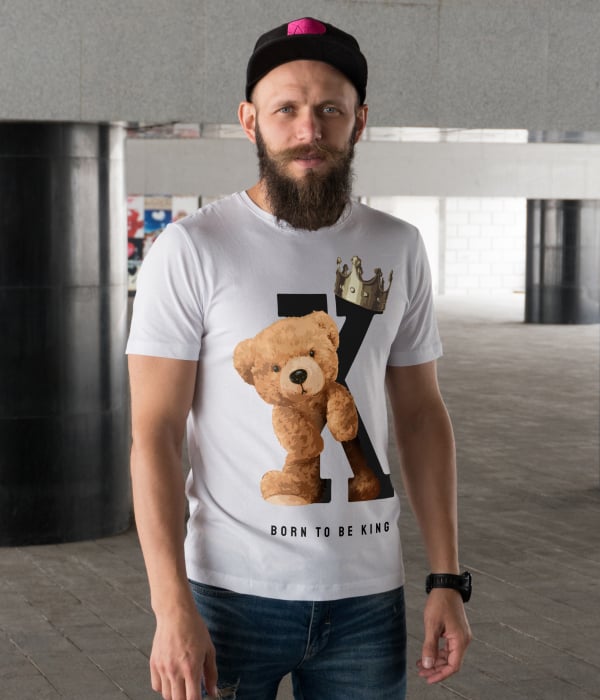 Tricou Alb cu imprimeu Born to be King ”Teddy” [1]