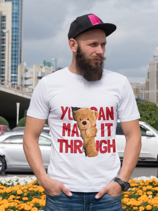 Tricou Alb cu imprimeu You Can Make It Through ”Teddy” [1]