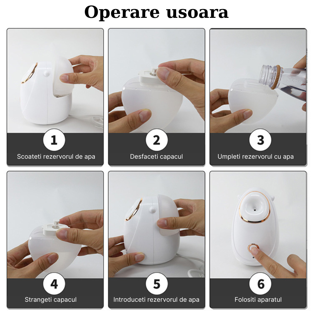 Aparat cu aburi facial MaGeCa®, Nano pulverizare faciala, Hidratare si umidificare, Jet fierbinte de abur, Pulverizator termic, Incalzire rapida [7]