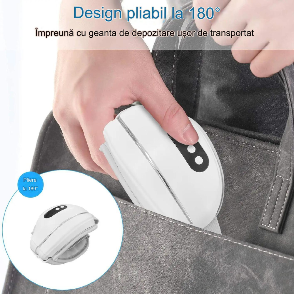 Aparat de masaj pentru ochi MaGeCa®, cu temperatura reglabila, Bluetooth, Muzica de relaxare, Vibratii, Presiunea aerului, Reincarcabil, Acumulator incorporat, Pliabil, Alb [7]
