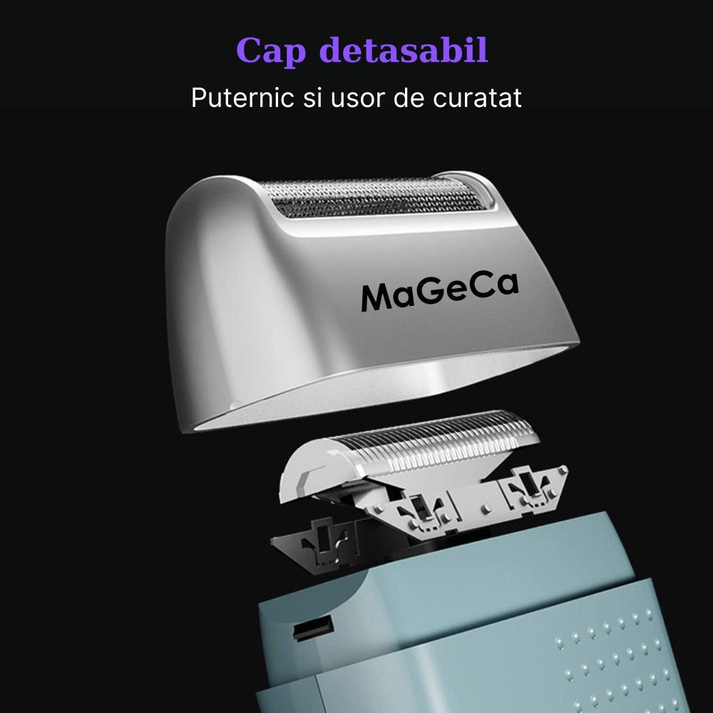 Aparat de ras profesional MaGeCa® cu acumulator, shaver si trimmer, rezistent la apa, impermeabil IPx7, folie titan 55 mm anti-iritare, incarcare USB, putere 5W [6]
