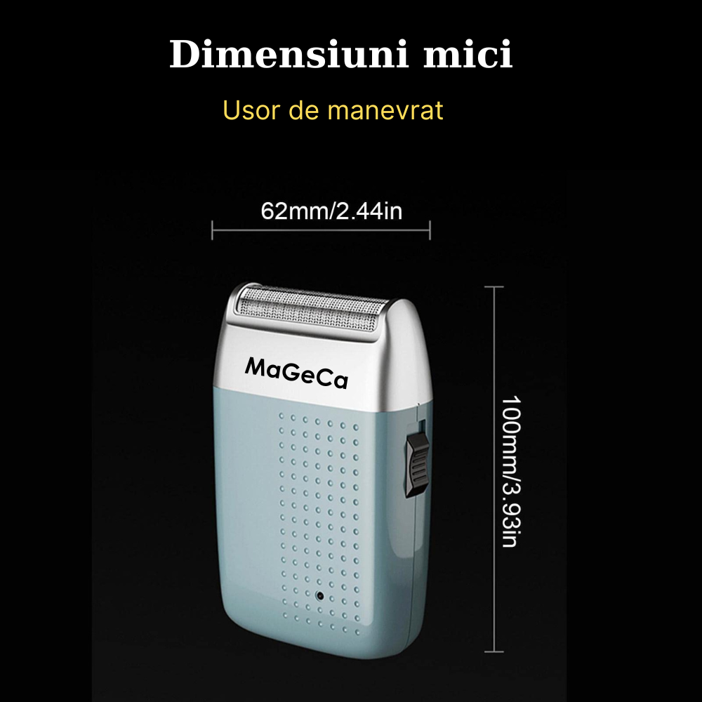 Aparat de ras profesional MaGeCa® cu acumulator, shaver si trimmer, rezistent la apa, impermeabil IPx7, folie titan 55 mm anti-iritare, incarcare USB, putere 5W [5]