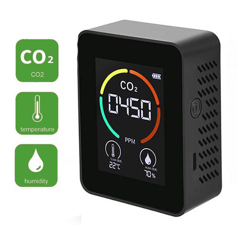 Aparat pentru masurarea calitatii aerului MaGeCa, 3 in 1, detector CO2-dioxid de carbon, senzor temperatura si umiditate, Negru [6]