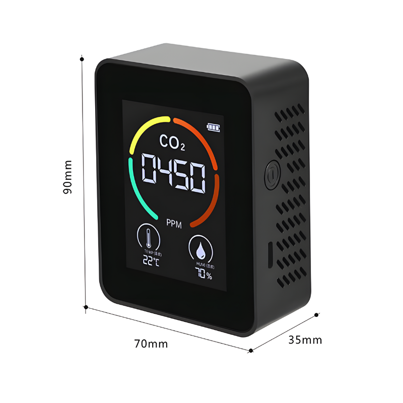 Aparat pentru masurarea calitatii aerului MaGeCa, 3 in 1, detector CO2-dioxid de carbon, senzor temperatura si umiditate, Negru [3]