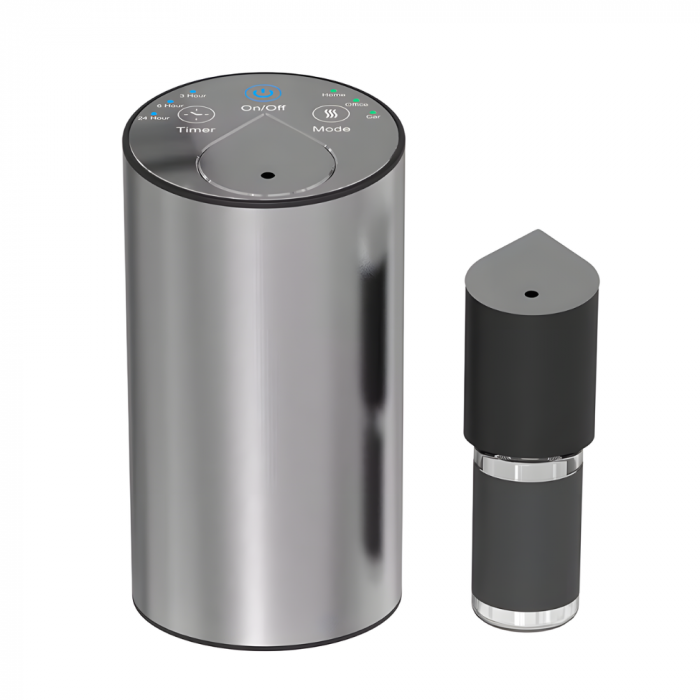 Aparat profesional de odorizare MaGeCa pentru masina si casa, portabil, baterie 2400mAh, incarcare type-C, aromaterapie cu ulei, rezerva esenta de parfum inclusa, design elegant si modern, Gri [1]
