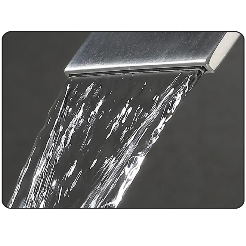 Baterie sanitara MaGeCa® pentru lavoar, Tip cascada, Otel inoxidabil, Monocomanda, Racorduri incluse, Cartus ceramic, Design modern, 18 cm inaltime, Crom [5]