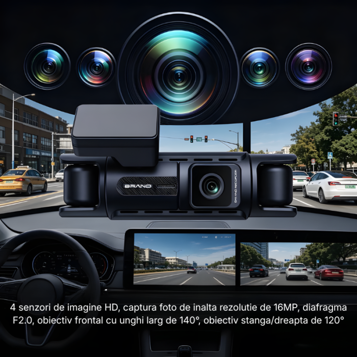Camera auto cu 4 canale MaGeCa, 4K fata si 1080P stanga/dreapta/spate, WIFI, Control aplicatie, Senzor de coliziune G-senzor, GPS incorporat, Inregistrare in bucla, Mod parcare, Vedere nocturna, Tehno [4]
