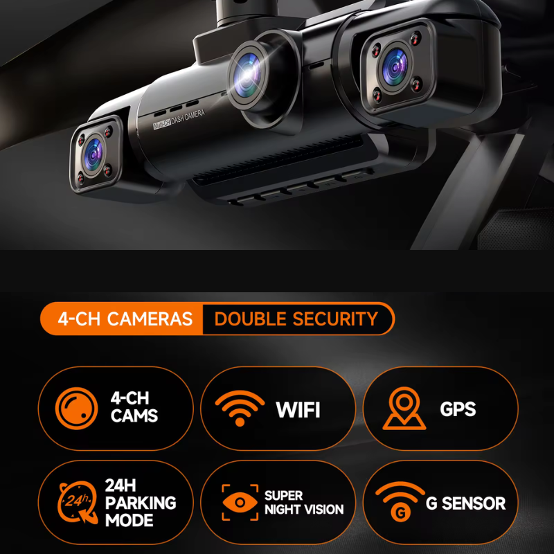 Camera auto de bord MaGeCa AD365, Full HD 1080P, 4 canale, Vedere nocturna, WIFI, GPS, Inregistrare 4 camere simultan, Senzor de coliziune G-senzor, Inregistrare in bucla, Tehnologie WDR [10]