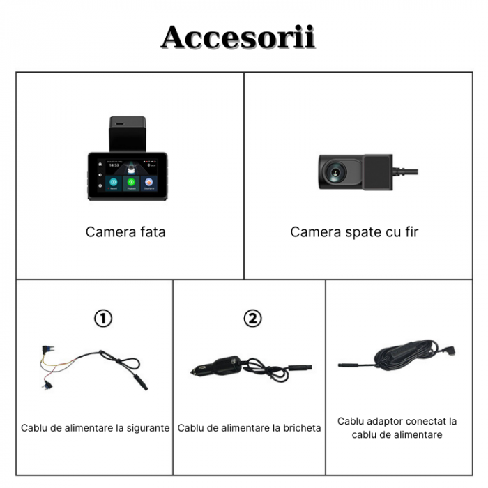 Camera auto  MaGeCa P83, Conexiune 4G cartela SIM, Camera fata 2K + camera spate 720P, Monitorizare de la distanta, G-senzor, Inregistrare in bucla, Control din aplicatie, Vedere nocturna [7]