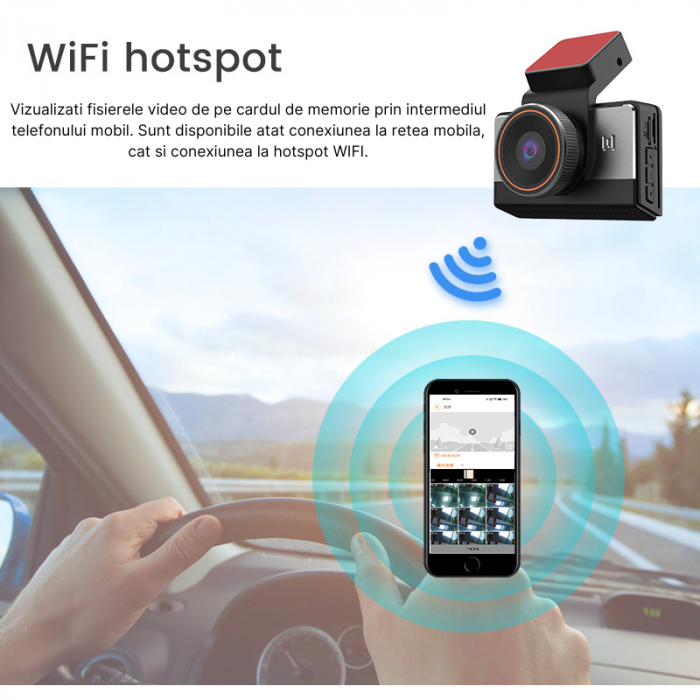 Camera auto  MaGeCa P83, Conexiune 4G cartela SIM, Camera fata 2K + camera spate 720P, Monitorizare de la distanta, G-senzor, Inregistrare in bucla, Control din aplicatie, Vedere nocturna [5]