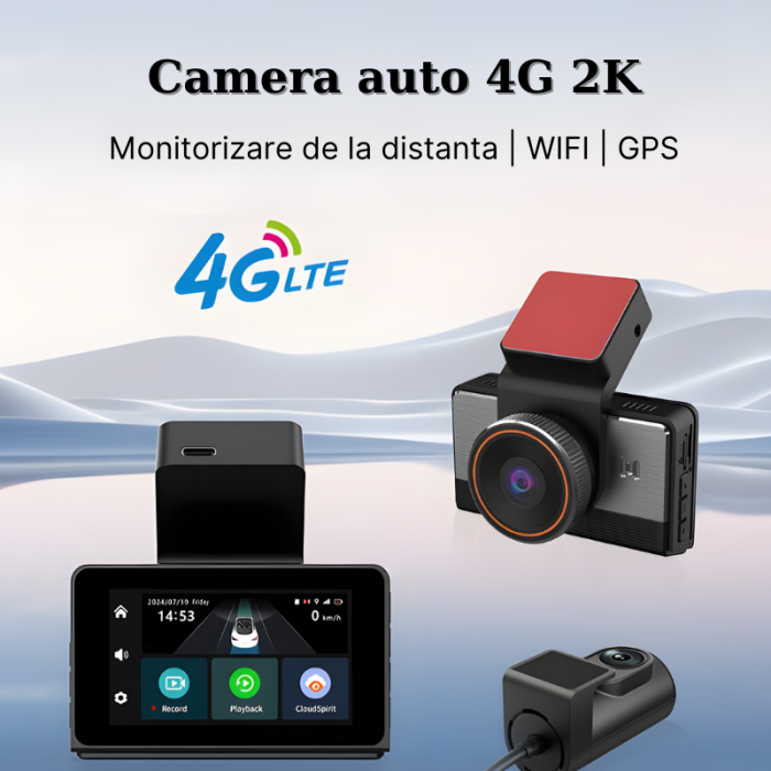Camera auto  MaGeCa P83, Conexiune 4G cartela SIM, Camera fata 2K + camera spate 720P, Monitorizare de la distanta, G-senzor, Inregistrare in bucla, Control din aplicatie, Vedere nocturna [4]