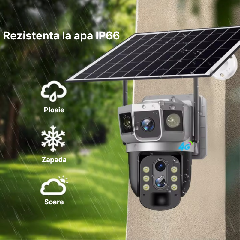 Camera de supraveghere cu panou solar, 4G, Cartela SIM, 4MP Full HD, Zoom 10X, Rotire automata, 3 zone supravegheate simultan, Detectarea miscarii, Comunicare bidirectionala, Vedere nocturna, Stocare [7]