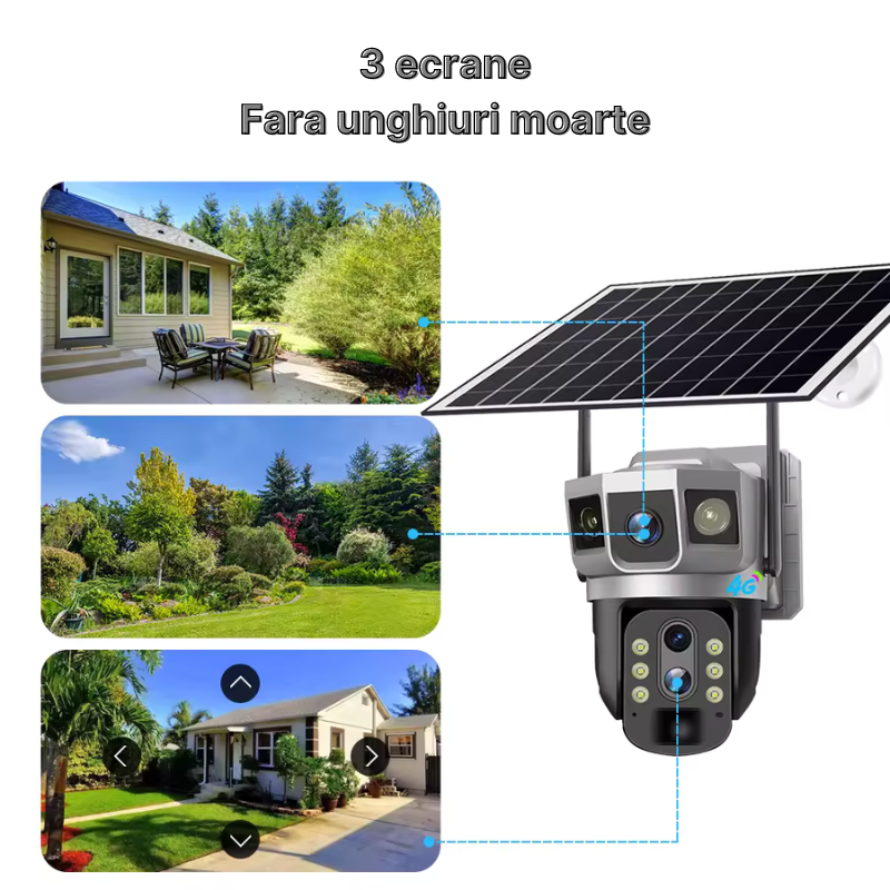 Camera de supraveghere cu panou solar, 4G, Cartela SIM, 4MP Full HD, Zoom 10X, Rotire automata, 3 zone supravegheate simultan, Detectarea miscarii, Comunicare bidirectionala, Vedere nocturna, Stocare [2]