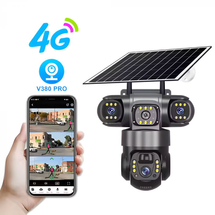 Camera de supraveghere cu panou solar MaGeCa, 4G, Cartela SIM, 6MP Full HD, 3 zone supravegheate simultan, Detectarea miscarii, Comunicare bidirectionala, Vedere nocturna, Stocare prin card SD/Cloud, [2]