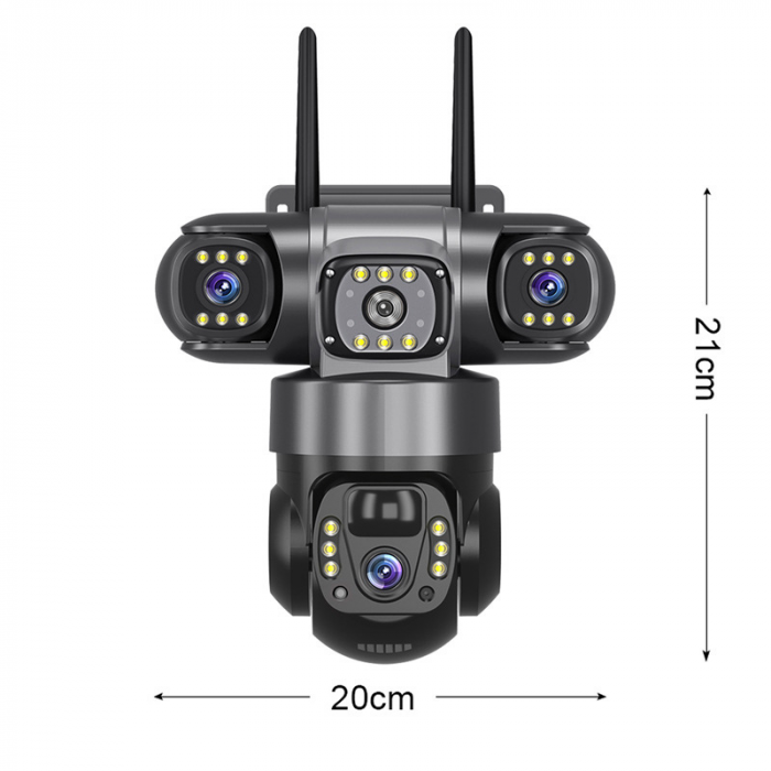 Camera de supraveghere cu panou solar MaGeCa, 4G, Cartela SIM, 6MP Full HD, 3 zone supravegheate simultan, Detectarea miscarii, Comunicare bidirectionala, Vedere nocturna, Stocare prin card SD/Cloud, [6]