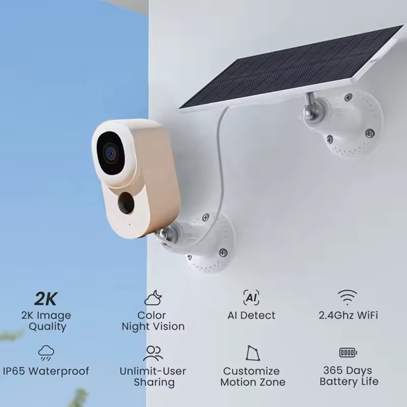 Camera de supraveghere cu panou solar MaGeCa®, Wi-Fi 2.4 Ghz, Baterie reincarcabila 10000 mAh, Detectarea miscarii, Vedere zi si noapte, Comunicare bidirectionala, Vedere de la distanta, Alerte Push, [7]