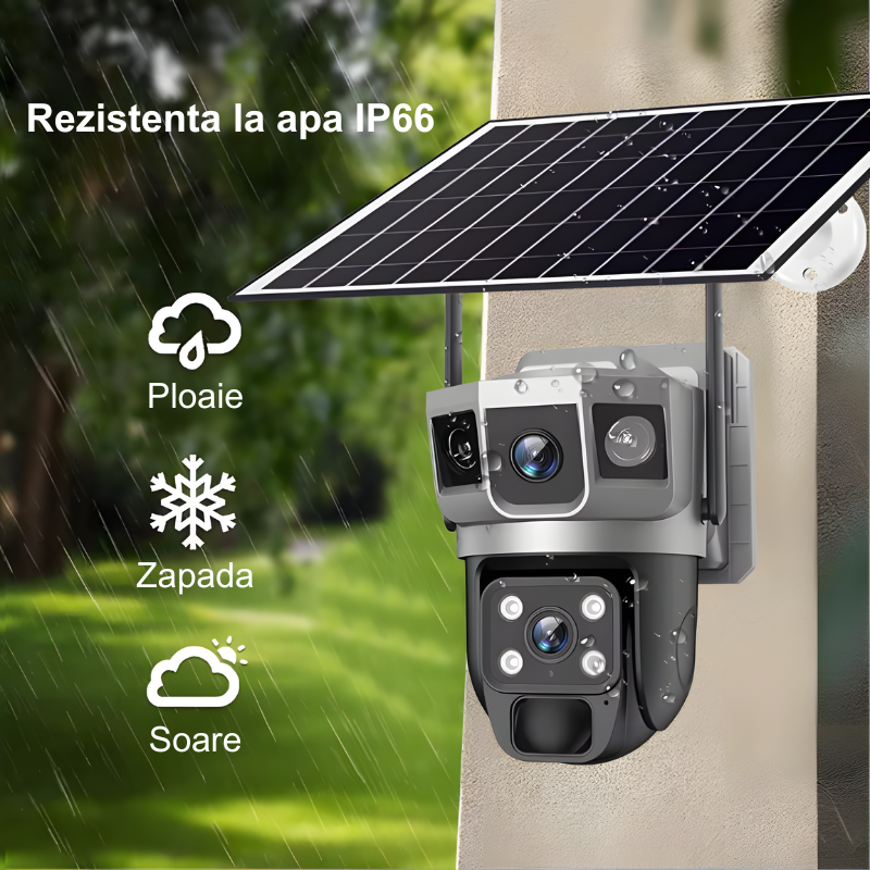 Camera de supraveghere cu panou solar MaGeCa, WIFI, 4MP Full HD, Rotire automata, 3 zone supravegheate simultan, Acumulator incorporat, Detectarea miscarii, Comunicare bidirectionala, Vedere nocturna, [3]
