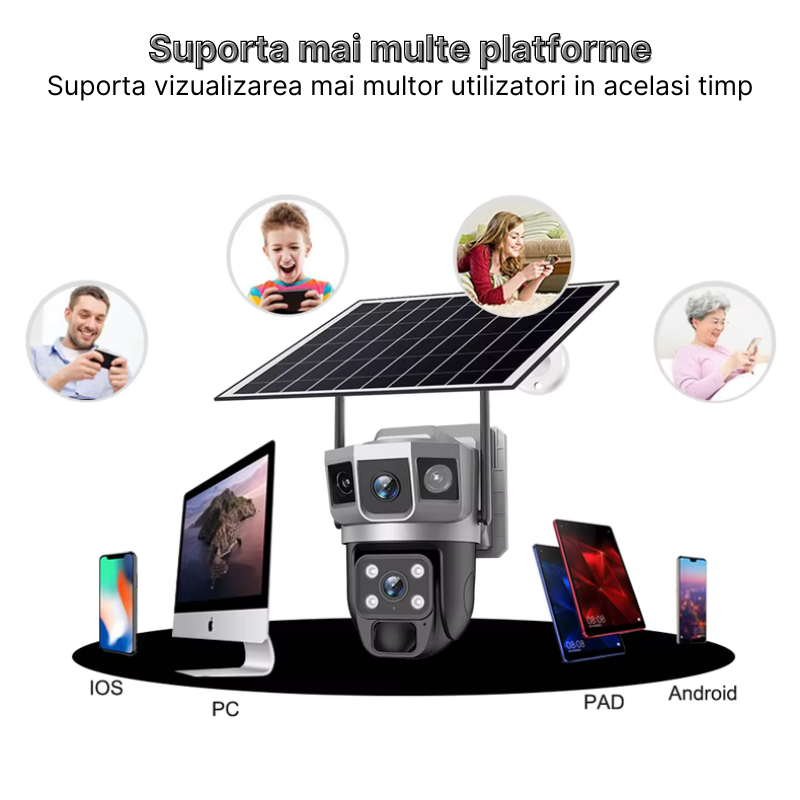 Camera de supraveghere cu panou solar MaGeCa, WIFI, 4MP Full HD, Rotire automata, 3 zone supravegheate simultan, Acumulator incorporat, Detectarea miscarii, Comunicare bidirectionala, Vedere nocturna, [8]