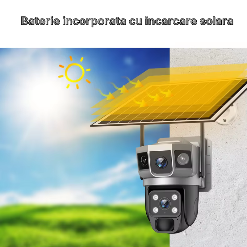 Camera de supraveghere cu panou solar MaGeCa, WIFI, 4MP Full HD, Rotire automata, 3 zone supravegheate simultan, Acumulator incorporat, Detectarea miscarii, Comunicare bidirectionala, Vedere nocturna, [6]