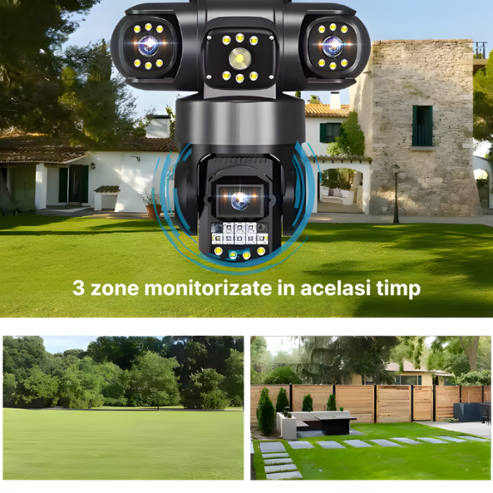 Camera de supraveghere MaGeCa, 4G, 6MP Full HD, 3 zone supravegheate simultan, Detectarea miscarii, Rotire automata, Comunicare bidirectionala, Vedere nocturna, Stocare prin card SD/Cloud, Rezistenta [4]