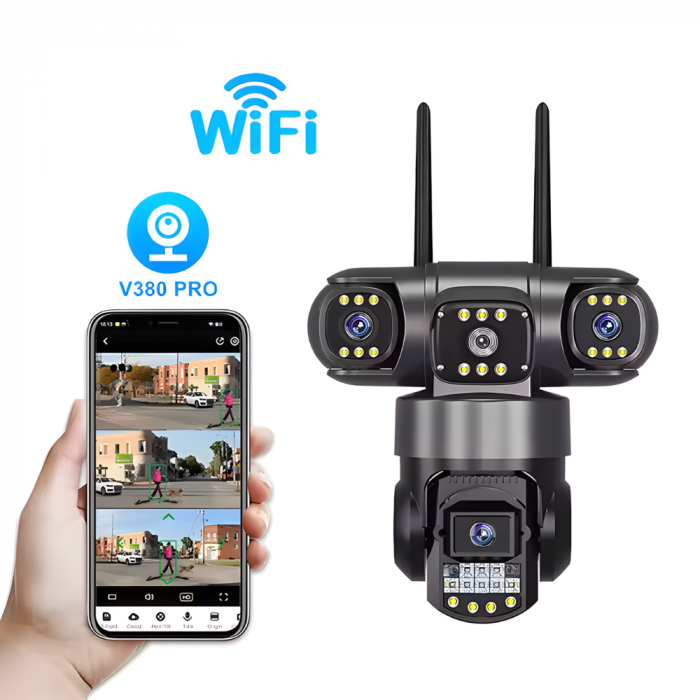 Camera de supraveghere MaGeCa, WIFI, 6MP Full HD, 3 zone supravegheate simultan, Detectarea miscarii, Rotire automata, Comunicare bidirectionala, Vedere nocturna, Stocare prin card SD/Cloud, Rezistent [2]