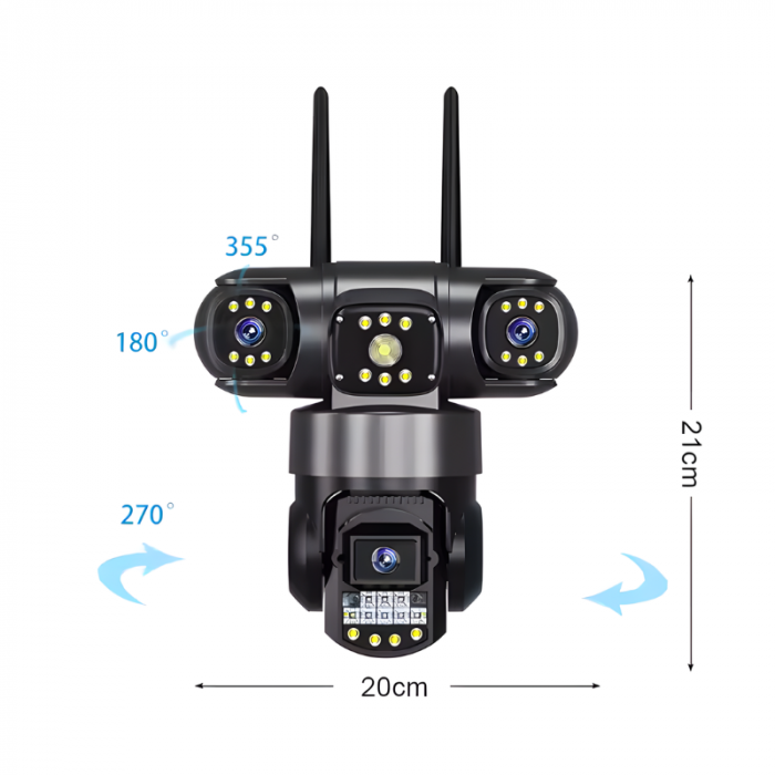 Camera de supraveghere MaGeCa, WIFI, 6MP Full HD, 3 zone supravegheate simultan, Detectarea miscarii, Rotire automata, Comunicare bidirectionala, Vedere nocturna, Stocare prin card SD/Cloud, Rezistent [8]
