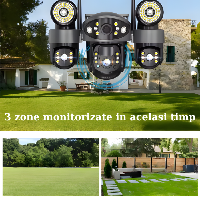 Camera de supraveghere tripla cu panou solar MaGeCa, Conexiune 4G, 6MP Full HD, Baterie 8000 mAh, Panou solar 8W, Comunicare bidirectionala, Vedere nocturna, Detectarea miscarii, Stocare prin card SD/ [2]