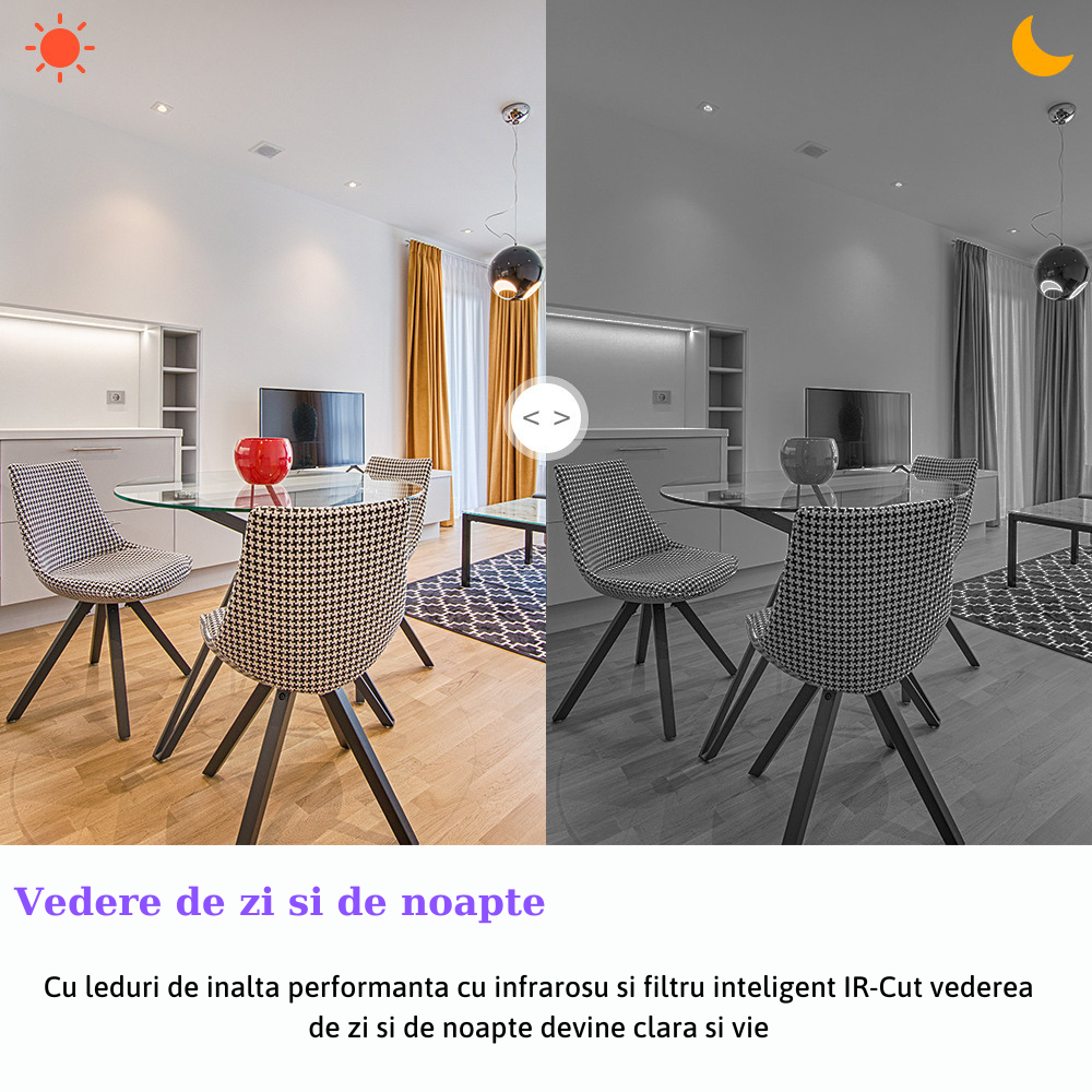 Camera de supraveghere WIFI MaGeCa®, HD 720P, vedere nocturna, comunicare bidirectionala, stocare card/cloud, senzor miscare, Alb [6]