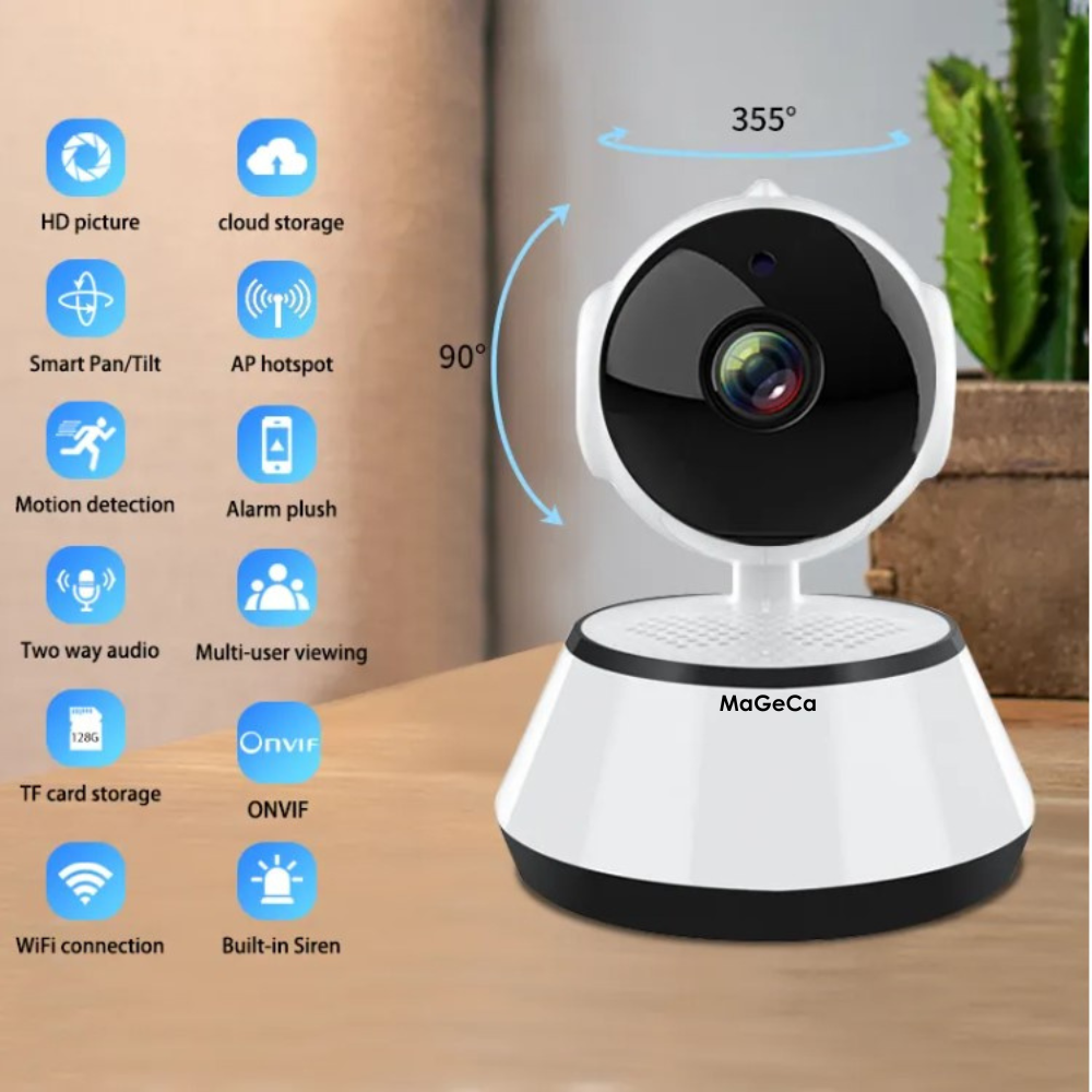 Camera de supraveghere WIFI MaGeCa®, HD 720P, vedere nocturna, comunicare bidirectionala, stocare card/cloud, senzor miscare, Alb [2]