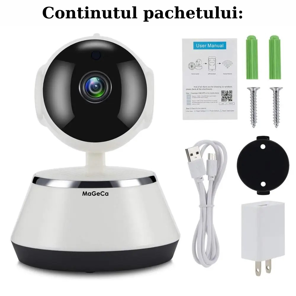 Camera de supraveghere WIFI MaGeCa®, HD 720P, vedere nocturna, comunicare bidirectionala, stocare card/cloud, senzor miscare, Alb [9]