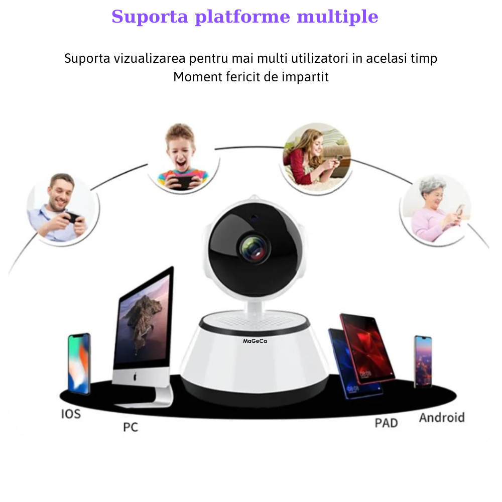Camera de supraveghere WIFI MaGeCa®, HD 720P, vedere nocturna, comunicare bidirectionala, stocare card/cloud, senzor miscare, Alb [3]