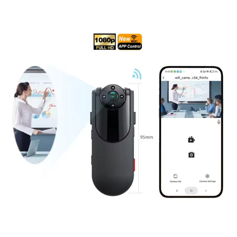 Camera video corporala AD718, Wireless, Inregistrare video HD cu vedere nocturna, Lentila rotativa 90°, Unghi de filmare 150°, Inregistrare in bucla, Autostocare, Baterie reincarcabila 1800 mAh, Auton [3]