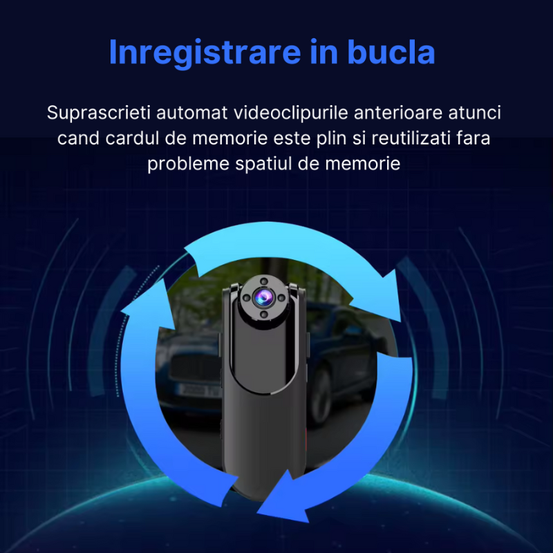 Camera video corporala AD718, Wireless, Inregistrare video HD cu vedere nocturna, Lentila rotativa 90°, Unghi de filmare 150°, Inregistrare in bucla, Autostocare, Baterie reincarcabila 1800 mAh, Auton [6]