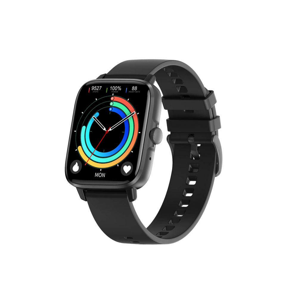 Ceas smartwatch MaGeCa® DT102, ecran IPS 1.9 inch, compatibil IOS/Android, Bluetooth 5.0, NFC, notificari, ritm cardiac, pentru femei si barbati, negru [1]