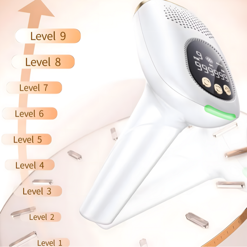 Epilator IPL MaGeCa, 9 trepte de intensitate, fara punct de inghet, 999.999 impulsuri, 3 moduri de actionare, indepartarea parului cu laser, intinerirea pielii si eliminarea acneei, 2 capete incluse, [5]