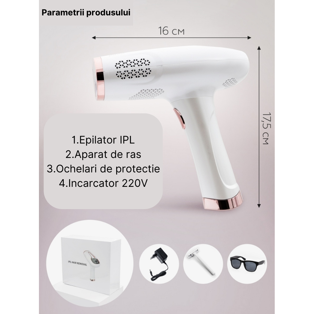 Epilator IPL MaGeCa®, dispozitiv de indepartare a parului cu laser pentru femei si barbati, 5 trepte de intensitate, 999.999 impulsuri pentru fata, brate, picioare, axila si inghinal, Epilare definiti [6]